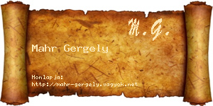 Mahr Gergely névjegykártya